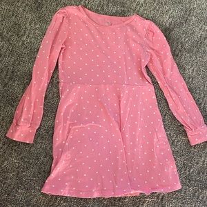 Pink Long Sleeve Skater Dress with White Stars
